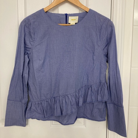 Anthropologie Maeve Ramona Plaid Ruffle Blouse - Picture 2 of 6